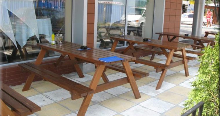 Table with benches set Picnic